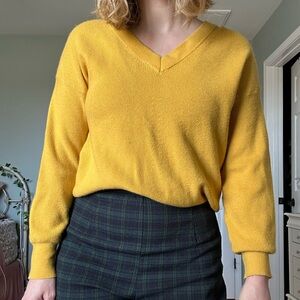 Yellow V-Neck Knit Sweater